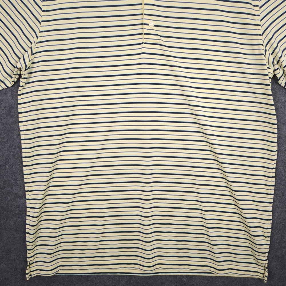 Greg Norman PLAY DRY Mens Polo Shirt Striped Yellow Blue Black Short Sleeve L - Picture 5 of 11